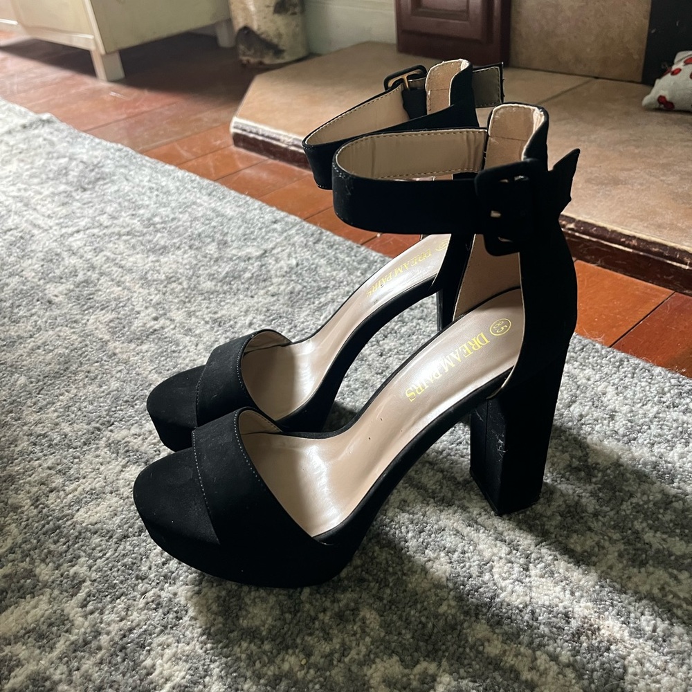 Black chunky heels